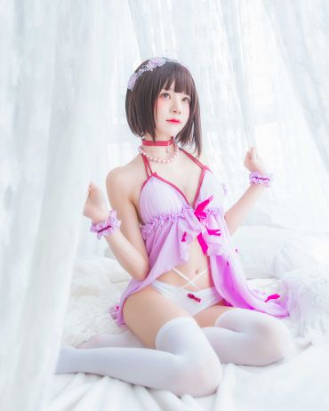 桜桃喵 - 加藤惠 紫色小睡裙