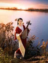 秋日·夕阳芦苇·曲裾