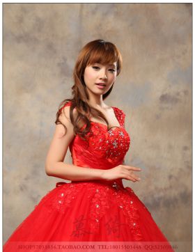 绑带蕾丝 收腰鱼尾拖尾婚纱新娘